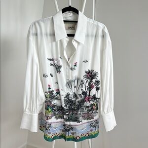 Chufy White Shirt with Tropical Print
